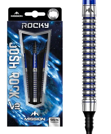 Mission šípky Josh Rock "Rocky" V2 Silver & Blue soft 18g