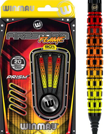 Winmau šípky Firestorm Flame Tapared soft 20g