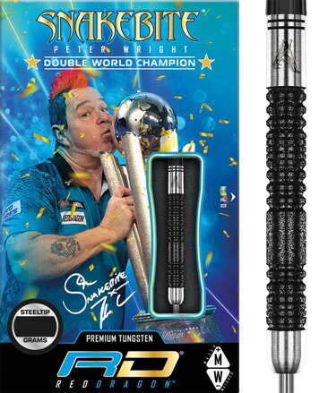 Red Dragon šípky Peter Wright Snakebite Double World Champion SE Black steel 22g