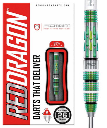 Red Dragon šípky Artura Screamin' Green steel 26g