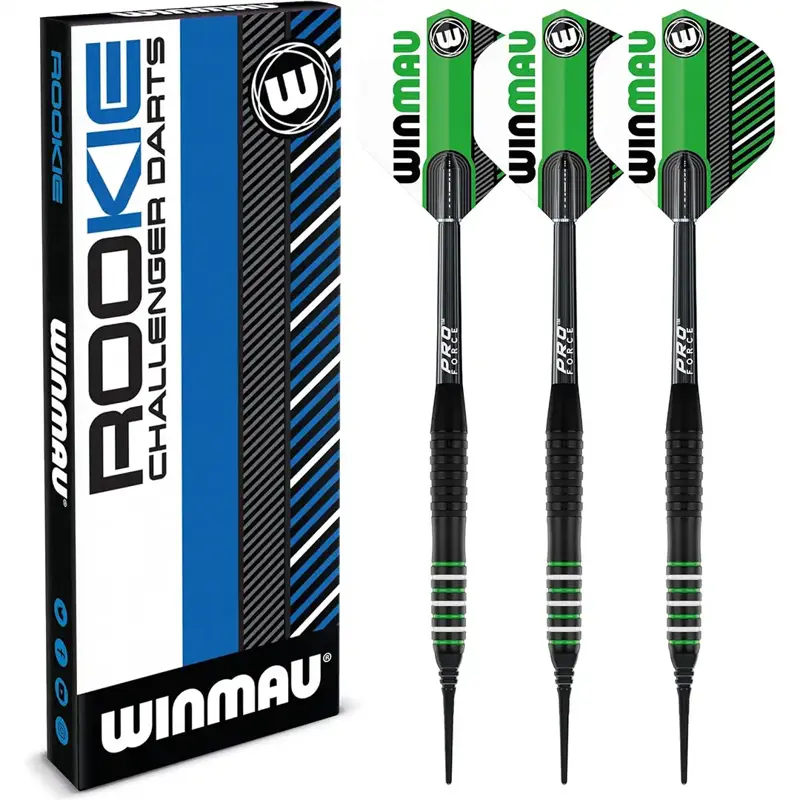 Winmau šípky Rookie Brass Green soft 20g