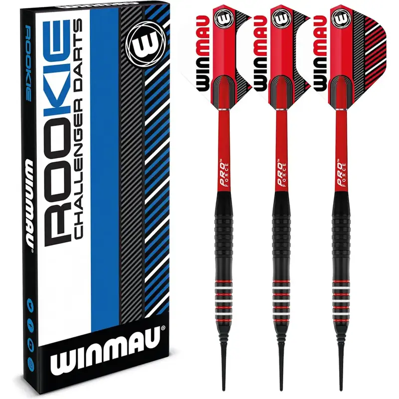 Winmau šipky Rookie Brass Red soft 20g
