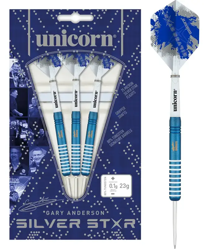 Unicorn šípky Blue Silver Star Gary Anderson 23g