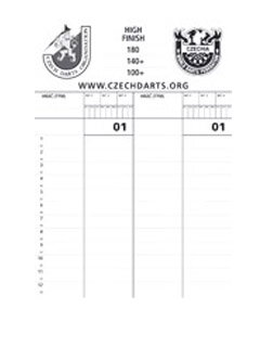 Czechdarts tabulka oboustranná pro zápis zápasů Czechdarts tabulka oboustranná pro zápis zápasů